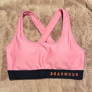 Under Armour Pink Crossback Sports Bra Removeable Pads - Size Medium